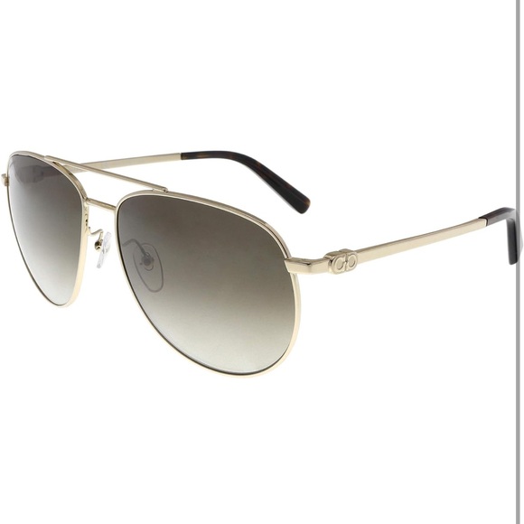 NWTs Salvatore Ferragamo Aviator Sunglasses SF157S 717 Gold Havana 60mm 157 - Picture 3 of 7